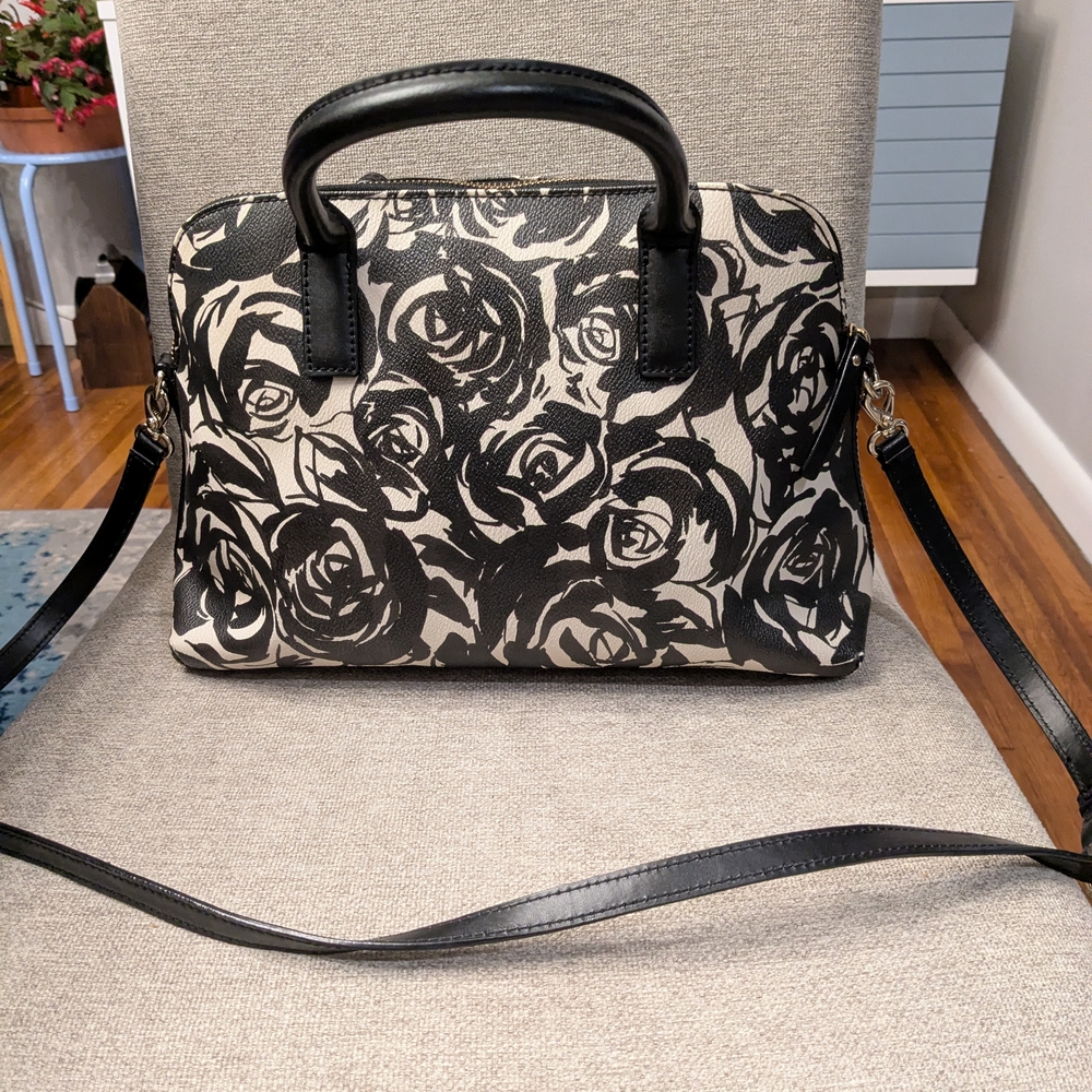 Kate Spade Black and Cream Rose Satchel - Picture 5 of 7